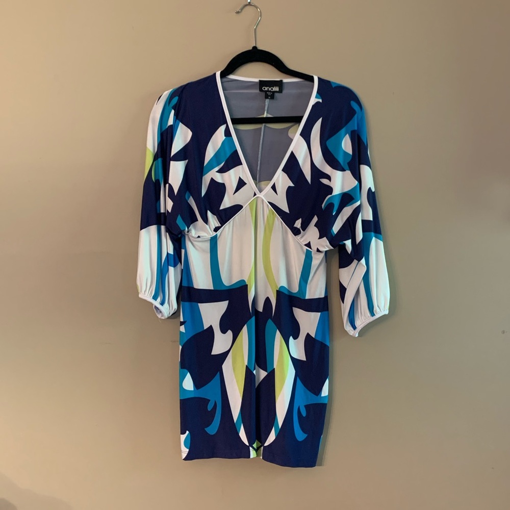 Analili elegant v neck print dress